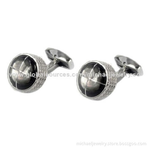 Stainless steel cufflinks with gray shells, concise and dignified